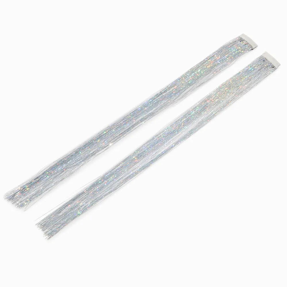 Silver Tinsel Faux Hair Clips - 2 Pack