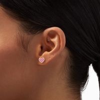 Pink Glow In The Dark Checkered Heart Stud Earrings