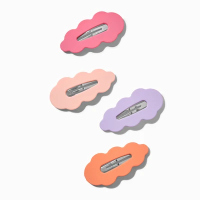 Matte Scalloped Hot Pink Snap Hair Clips - 4 Pack