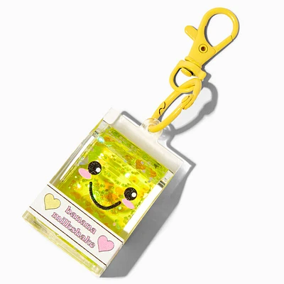 Banana Milkshake Carton Water-Filled Glitter Keychain