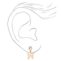 Mixed Metal 0.5" Filigree Butterfly Drop Earrings - 3 Pack
