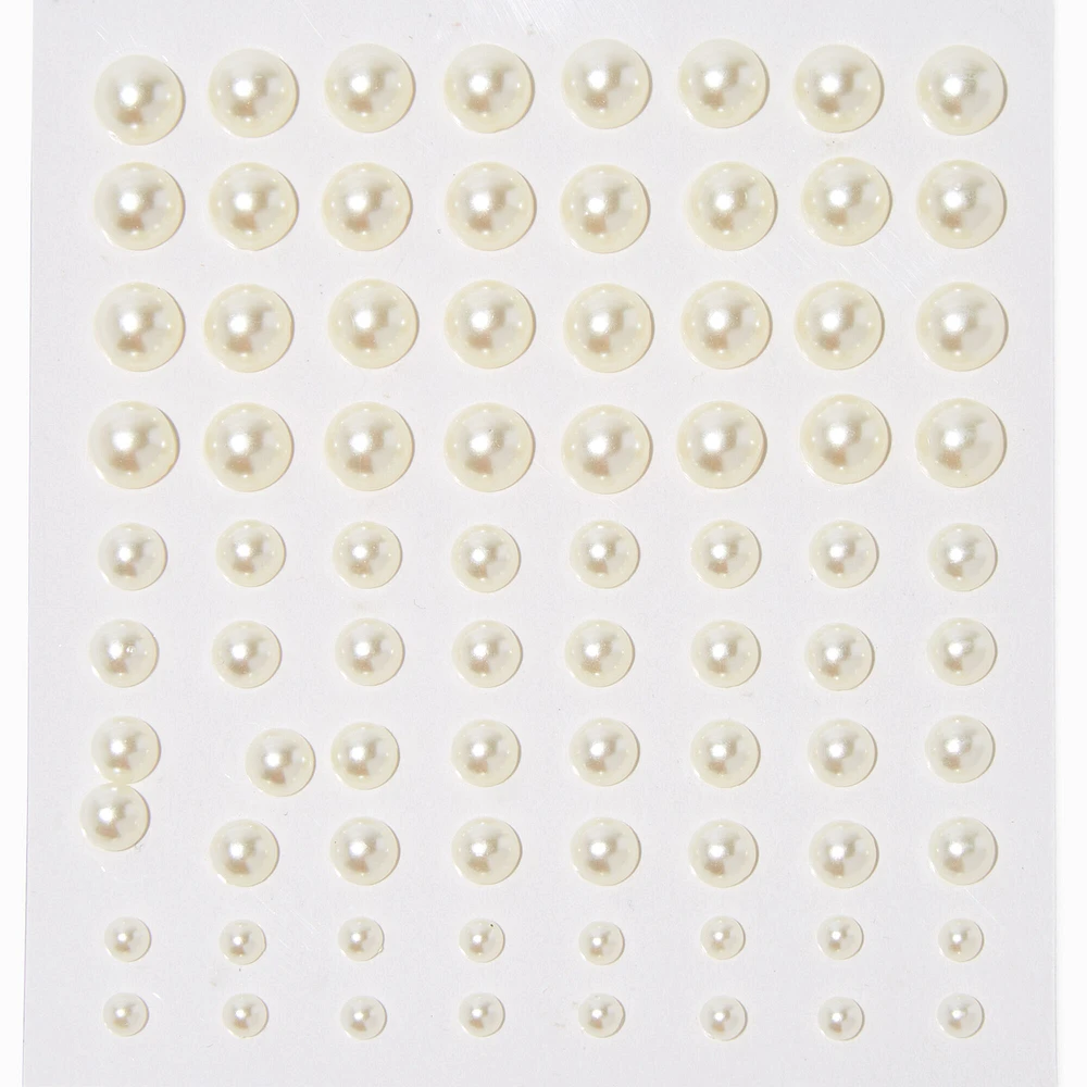 White Pearl Hair Gems - 80 Pack