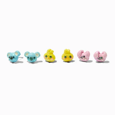 Glitter Critter Fimo Clay Stud Earrings - 3 Pack