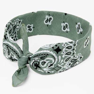 Sage Green Paisley Bandana Headwrap