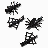 Crystal Spiders & Webs Hair Clips - 4 Pack