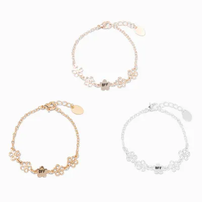 Best Friends Mixed Metal Daisy Bracelets - 3 Pack