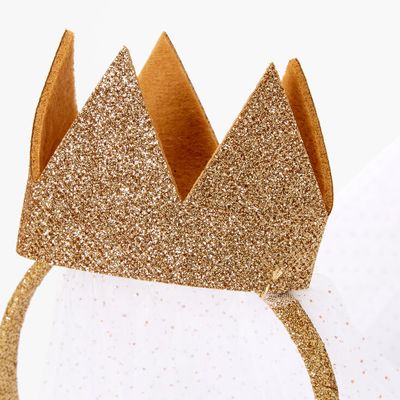 Claire's Club Gold Glitter Nativity Crown Tulle Headband