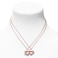 Best Friends Pink Heart Banner Pendant Necklaces - 2 Pack