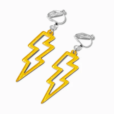 Yellow Lightning Clip-On Drop Earrings