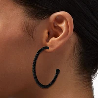 Jet Black Pavé Crystal 50MM Hoop Earrings