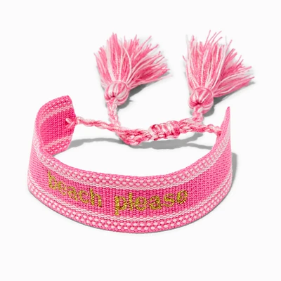 Woven Pink ''Beach Please'' Bolo Bracelet