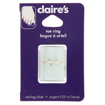 Sterling Silver Crystal Leaf Toe Ring