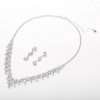 Silver Rhinestone Eye Leaf Jewelry Set - 2 Pack