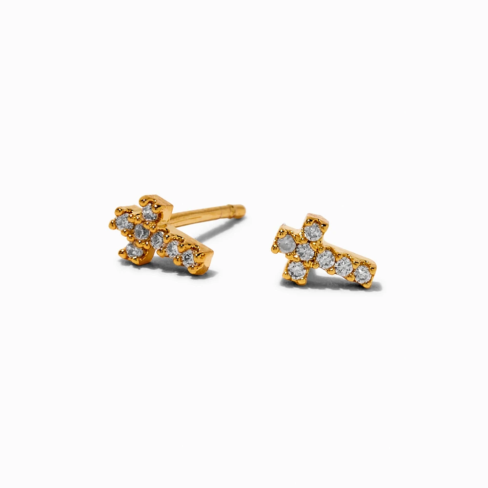 C LUXE by Claire's 18k Gold Plated Cubic Zirconia Cross Stud Earrings