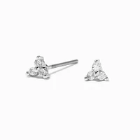 Silver Cubic Zirconia Trio Stud Earrings