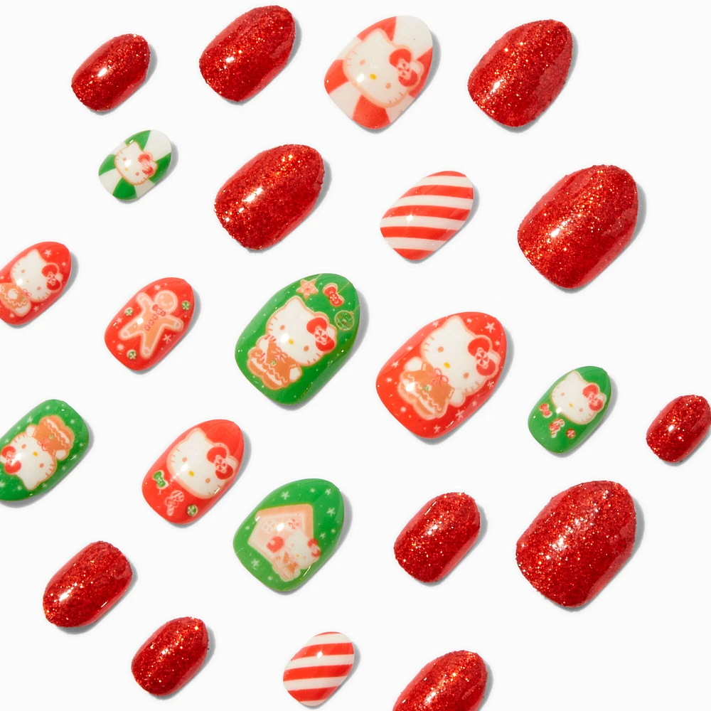 Hello Kitty® Claire's Exclusive Christmas Stiletto Press On Vegan Faux Nail Set - 24 Pack