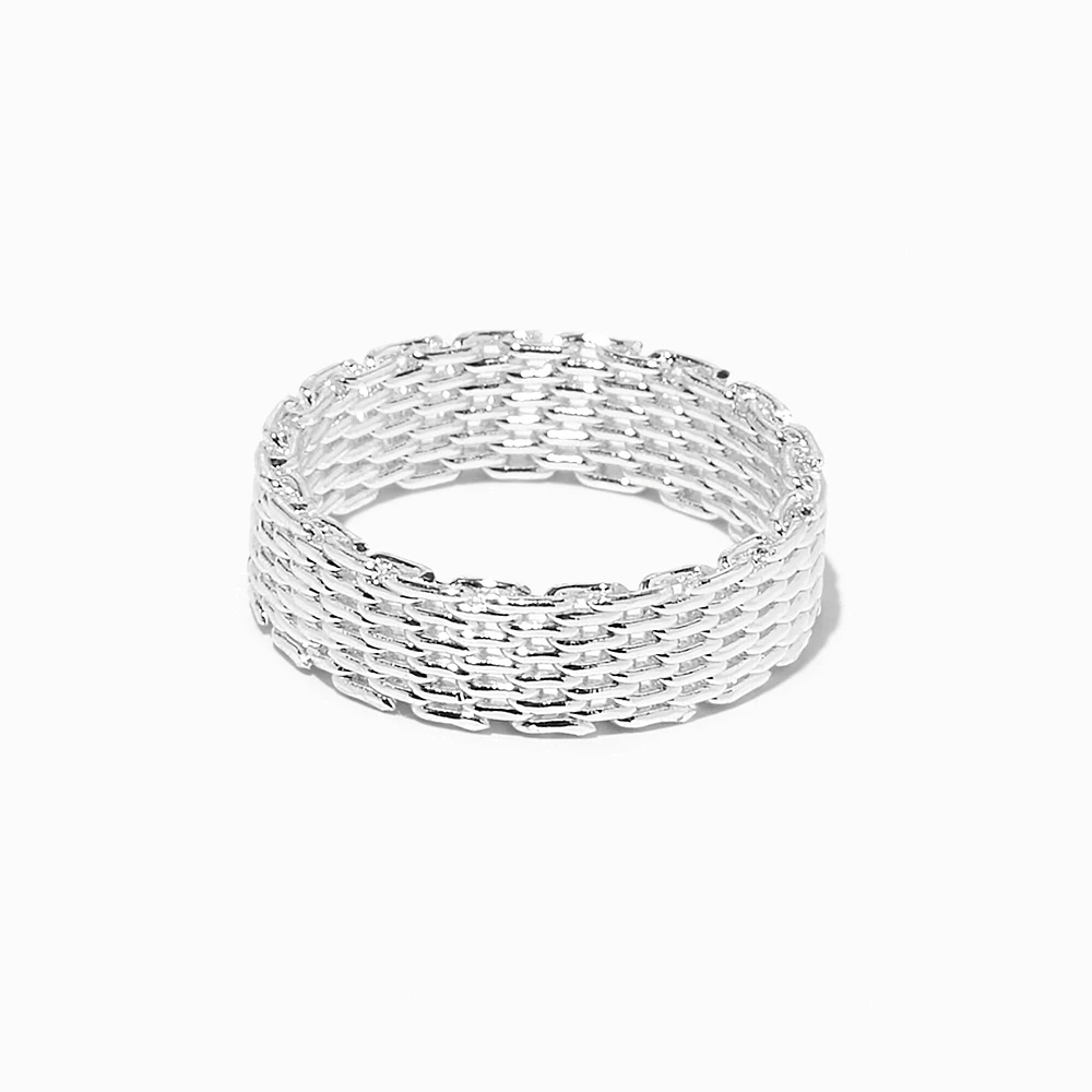 Silver Woven Mesh Ring