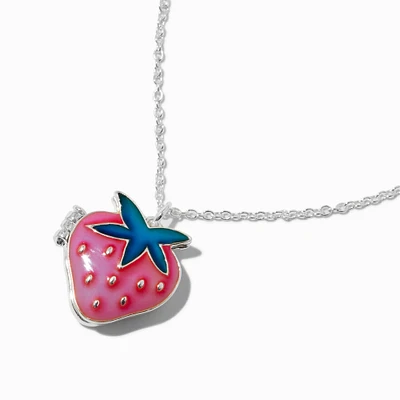 Strawberry Heart Locket Mood Pendant Necklace