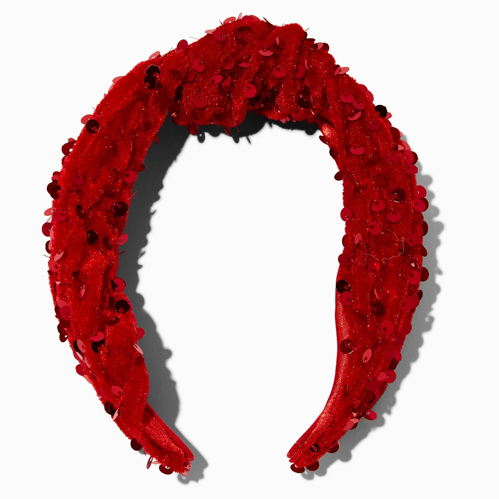 Red Sequin Knotted Headband