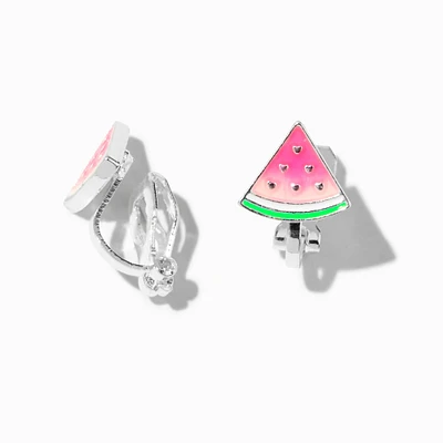 Pink UV Color-Changing Watermelon Clip-On Earrings