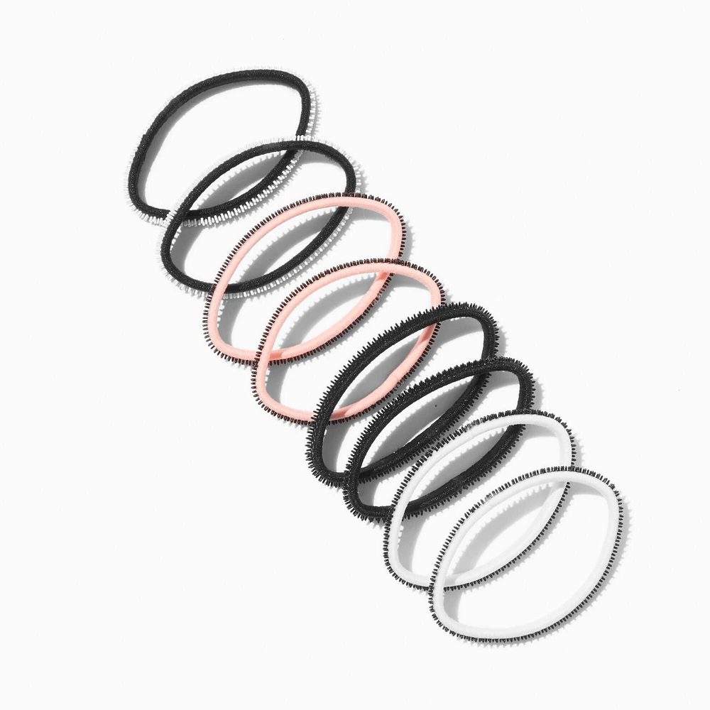 Coral Mixed Rubber Grip Athletic Hair Ties - 8 Pack