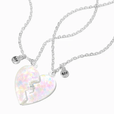 Best Friends Iridescent Split Heart Pendant Necklaces - 2 Pack