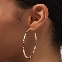 Gold-tone Graduated Hammered Hoop Earrings - 3 Pack