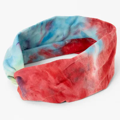 Navy & Red Tie Dye Twisted Headwrap