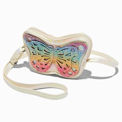 Claire's Club Rainbow Glitter Butterfly Crossbody Bag