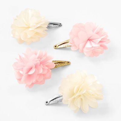 Claire's Club Chiffon Flower Snap Hair Clips - 4 Pack