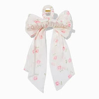 Pink Floral Organza Bow Hair Claw