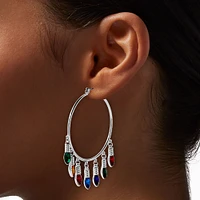 Gemstone Christmas Lights 50MM Hoop Earrings