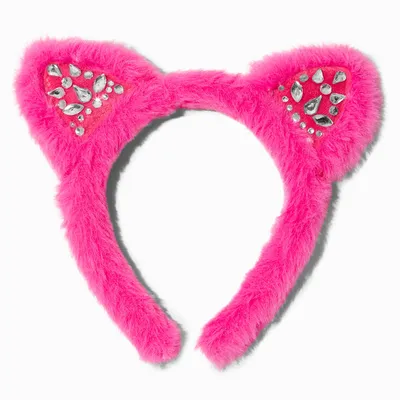 Claire's Club Stone Pink Cat Ears Headband