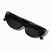 Gold Bow Studded Black Retro Sunglasses