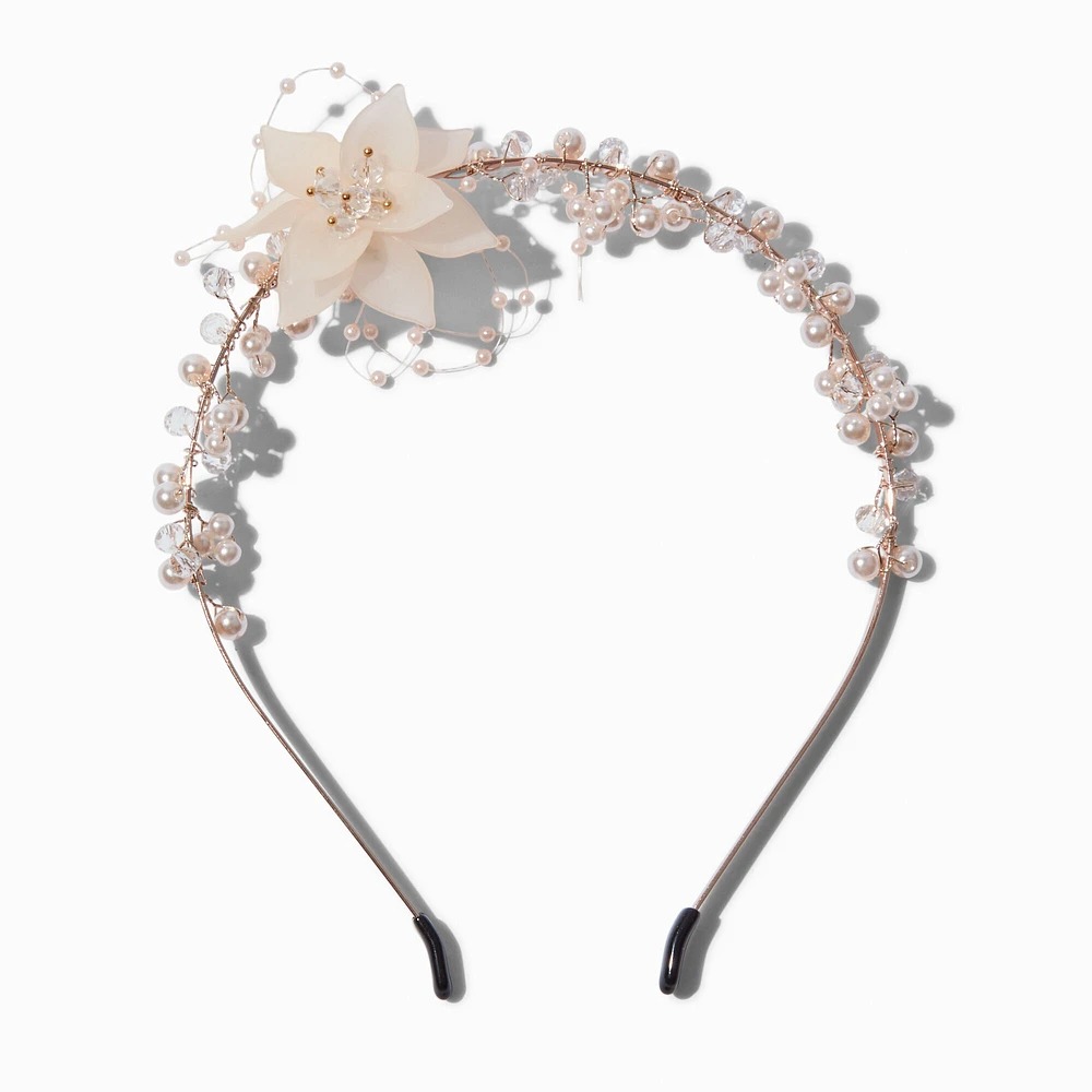 Rose Gold-tone Floral & Pearl Headband