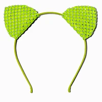 Green Diamante Cat Ears Headband