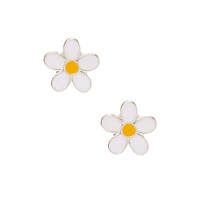 White Daisy Stud Earrings