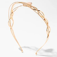Pink Gemstone Multi Row Gold Metal Headband