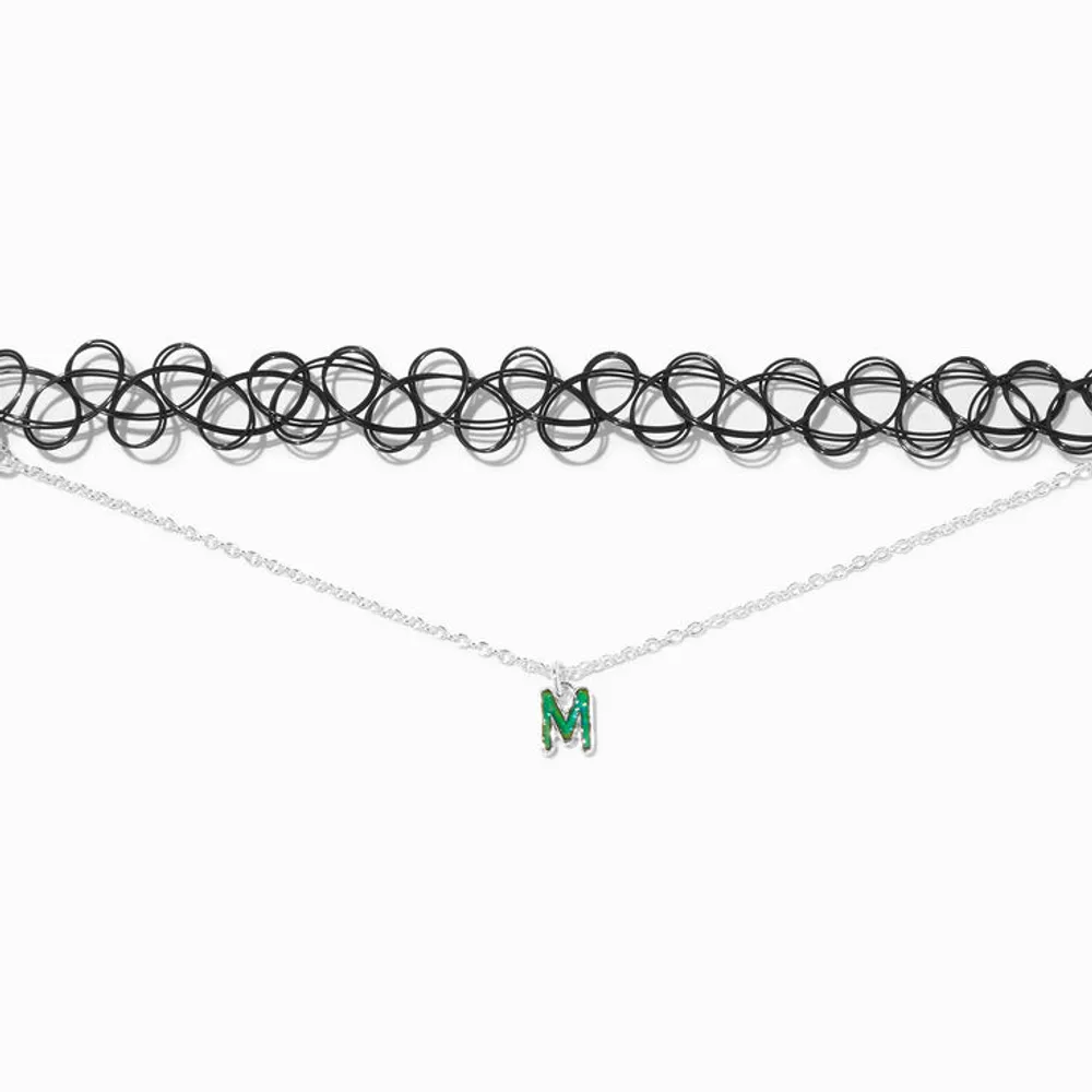 Claire's Mood Initial Multi-Strand Black Tattoo Choker Necklace