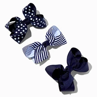 Claire's Club Navy Loopy Hair Bow Clips - 3 Pack