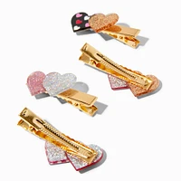 Claire's Club Glitter Multi Heart Hair Clips - 4 Pack