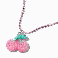 Textured Cherry Pink Beaded Pendant Necklace