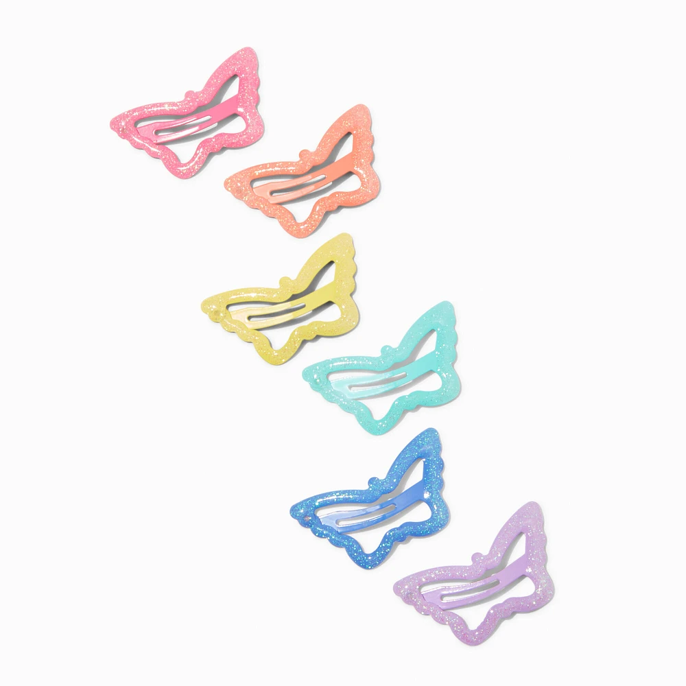 Claire's Club Rainbow Butterfly Cut-Out Snap Hair Clips - 6 Pack