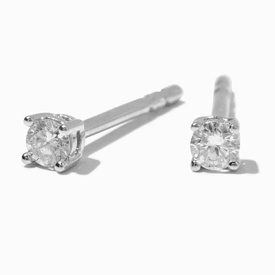 C LUXE by Claire's Sterling Silver 1/10 ct. tw. Round Basket Lab Grown Diamond 3MM Stud Earrings