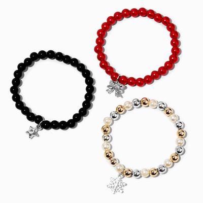 Claire's Club Traditional Holiday Beaded Stretch Bracelets - 3 Pack