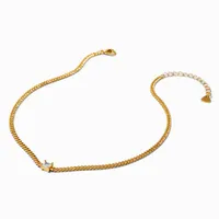 C LUXE by Claire's 18k Yellow Gold Plated Square Cubic Zirconia Curb Chain Necklace