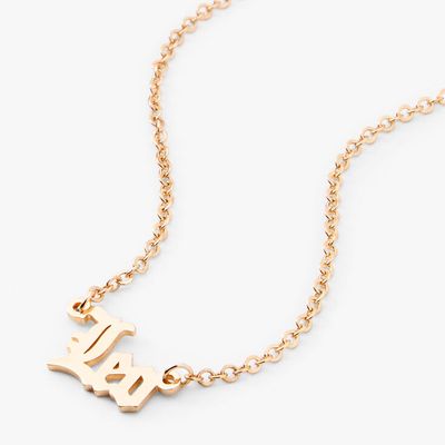 Gold Gothic Zodiac Pendant Necklace - Leo