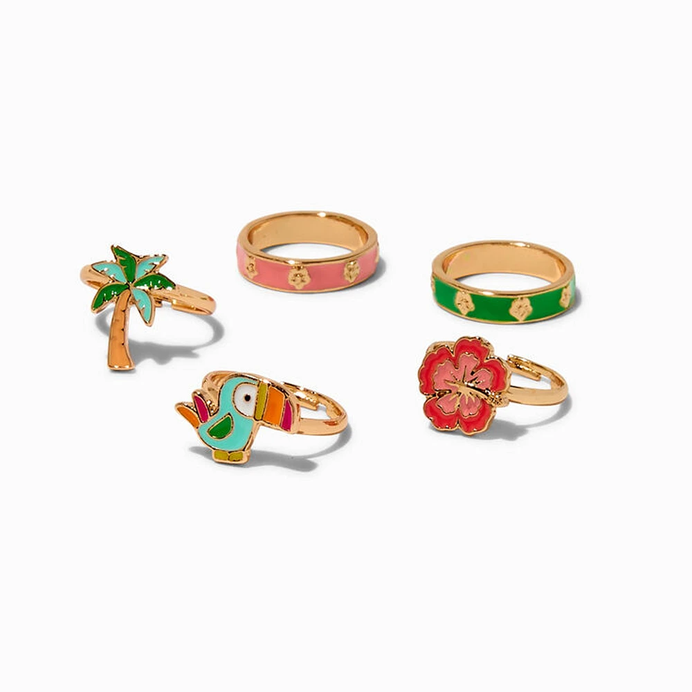 Claire's Club Summer Enamel Gold-tone Rings - 5 Pack