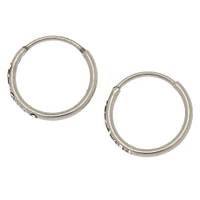 C LUXE by Claire's Silver-tone Titanium 10mm Sleek Crystal Hoop Earrings