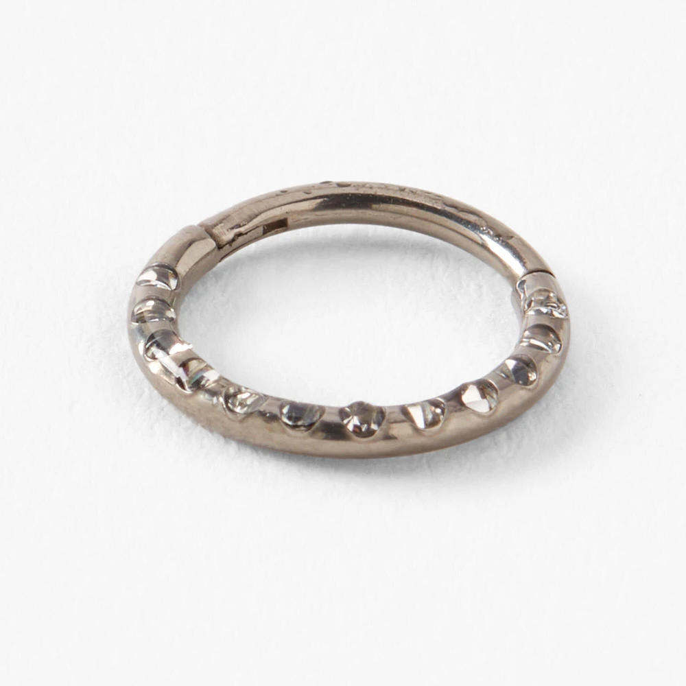 18G Silver-tone Titanium Studded Nose Ring